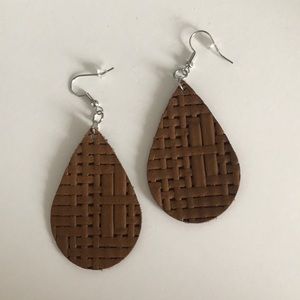 Leather Teardrop Earrings NWOT